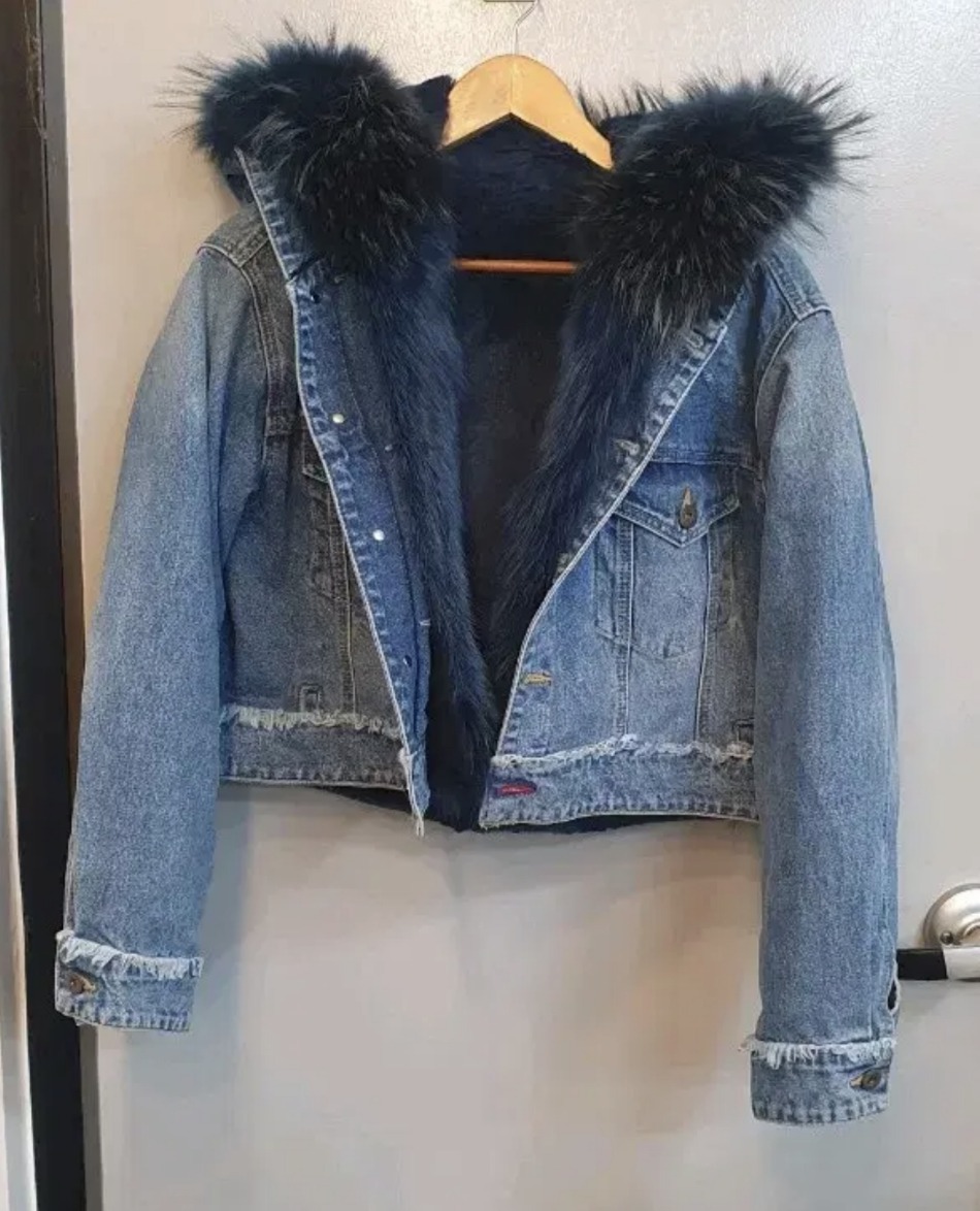 보브 데님 퍼 자켓55사이즈안감퍼는 탈부착가능