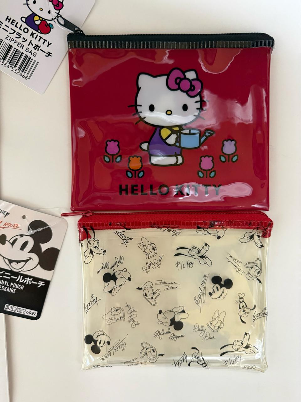 새상품)산리오 키티 미키 미니 파우치 2종 일괄판매