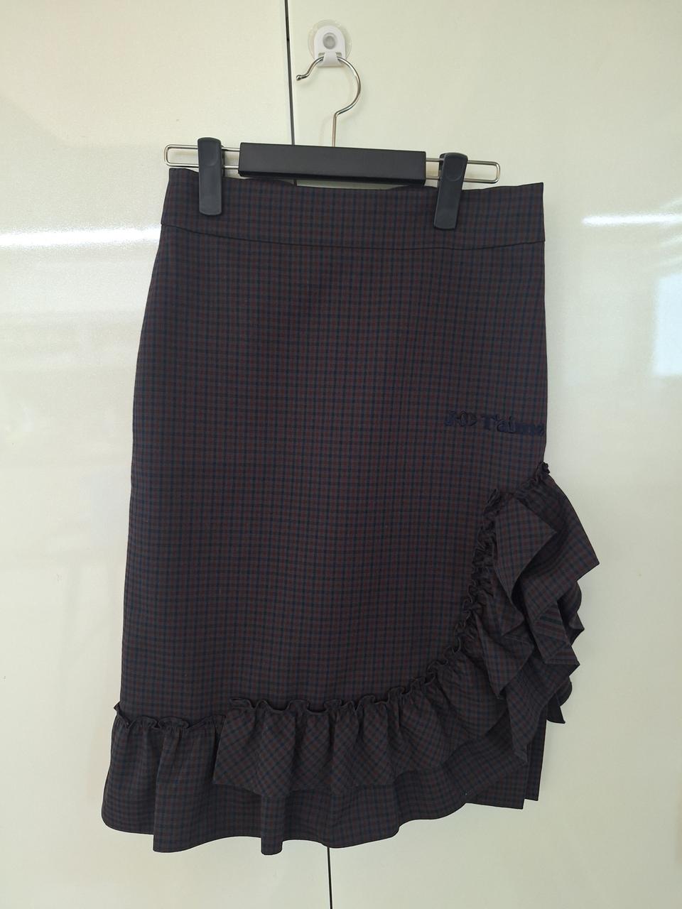 럭키슈에뜨 스커트 36 조직감 탄탄, 체크, 러플