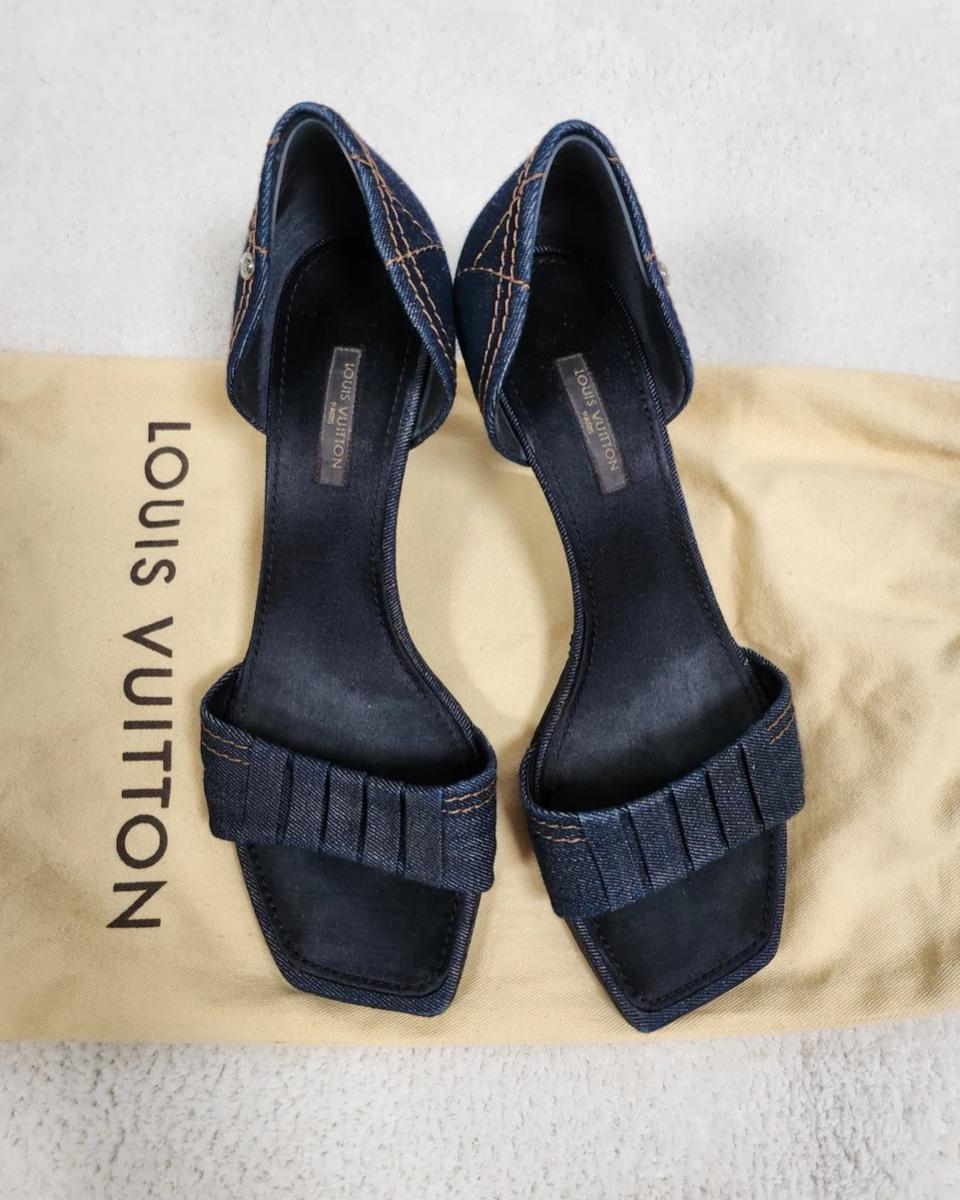 정품/루이비통 데님 토오픈 샌들 37