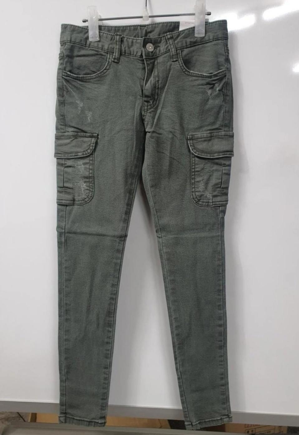 여성 스판 스키니 면청바지 카고 빈티지