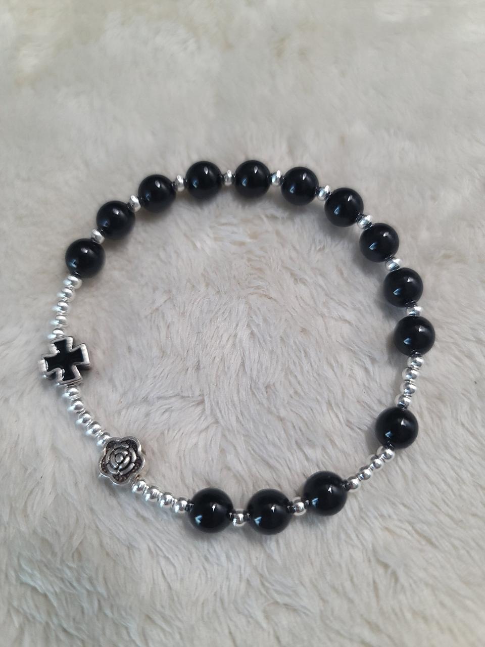 오닉스 묵주은팔찌