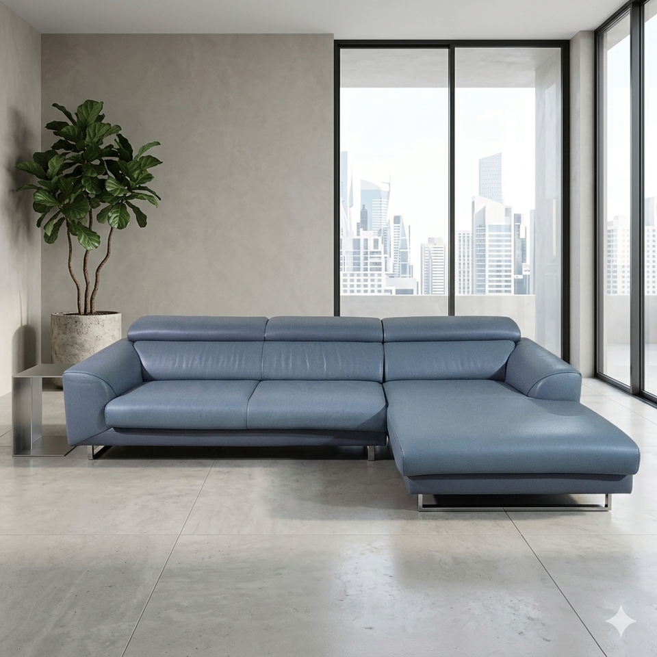 자코모 비스타 비텔로 통가죽 슈렁큰 천연가죽 카우치 소파쇼파(헤드업)