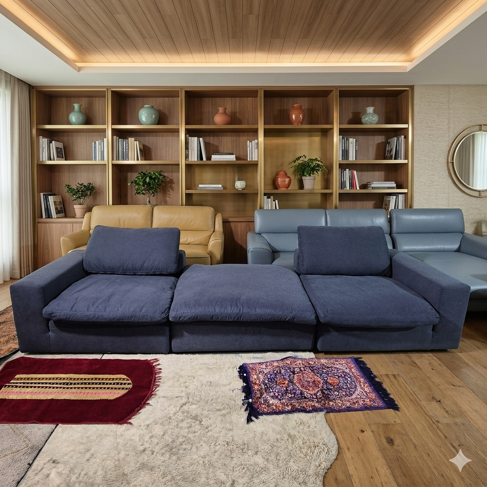 까사미아 캄포 클래식 블루 3-4인 소파쇼파(전체 세탁완료)