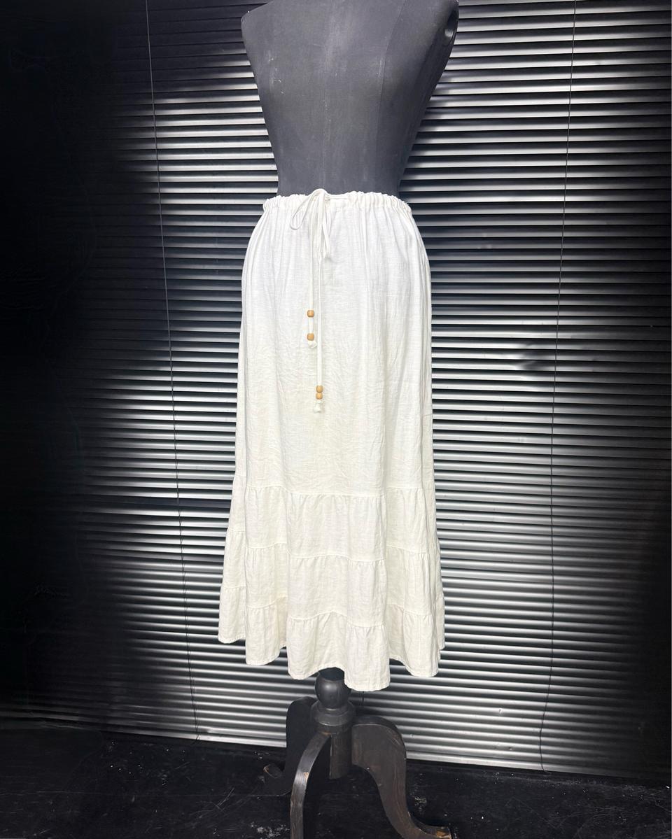 MERONA 린넨 마 캉캉 롱 치마 원피스 에스닉 여름 밴딩 보헤미안