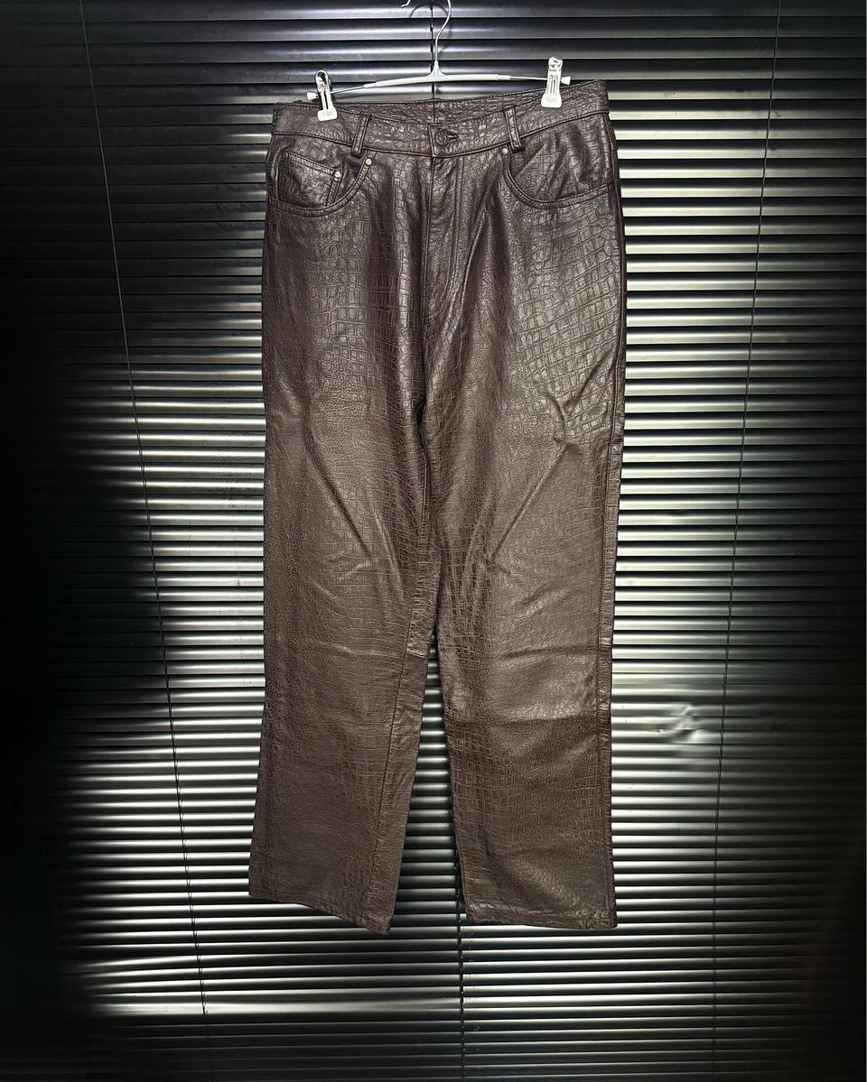 맨포토 악어 파이톤 소가죽 레더 일본 와이드 팬츠 L 31 고스펑크 고딕