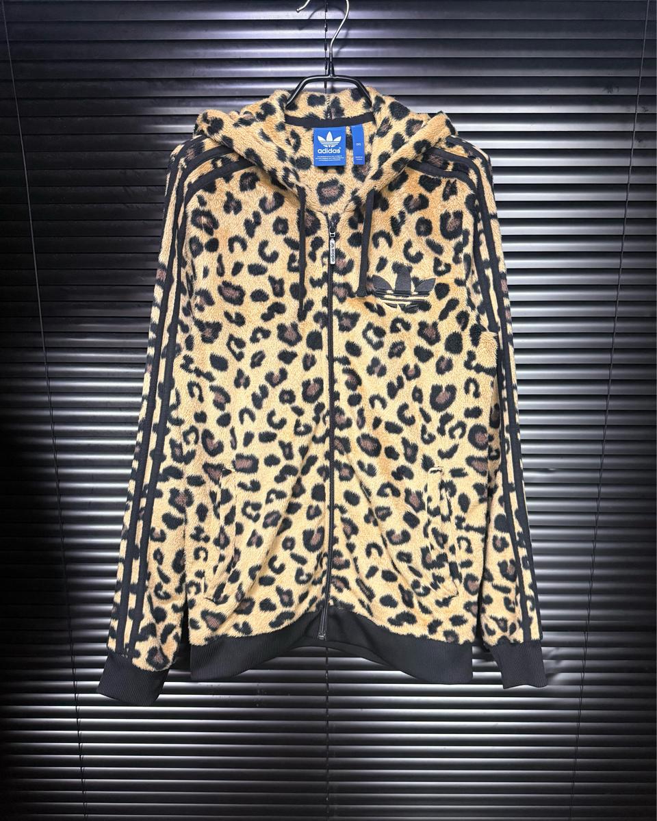 아디다스 호피 레오파드 후리스 후드 집업 올드 스쿨 갸루 로리걸 고스펑크