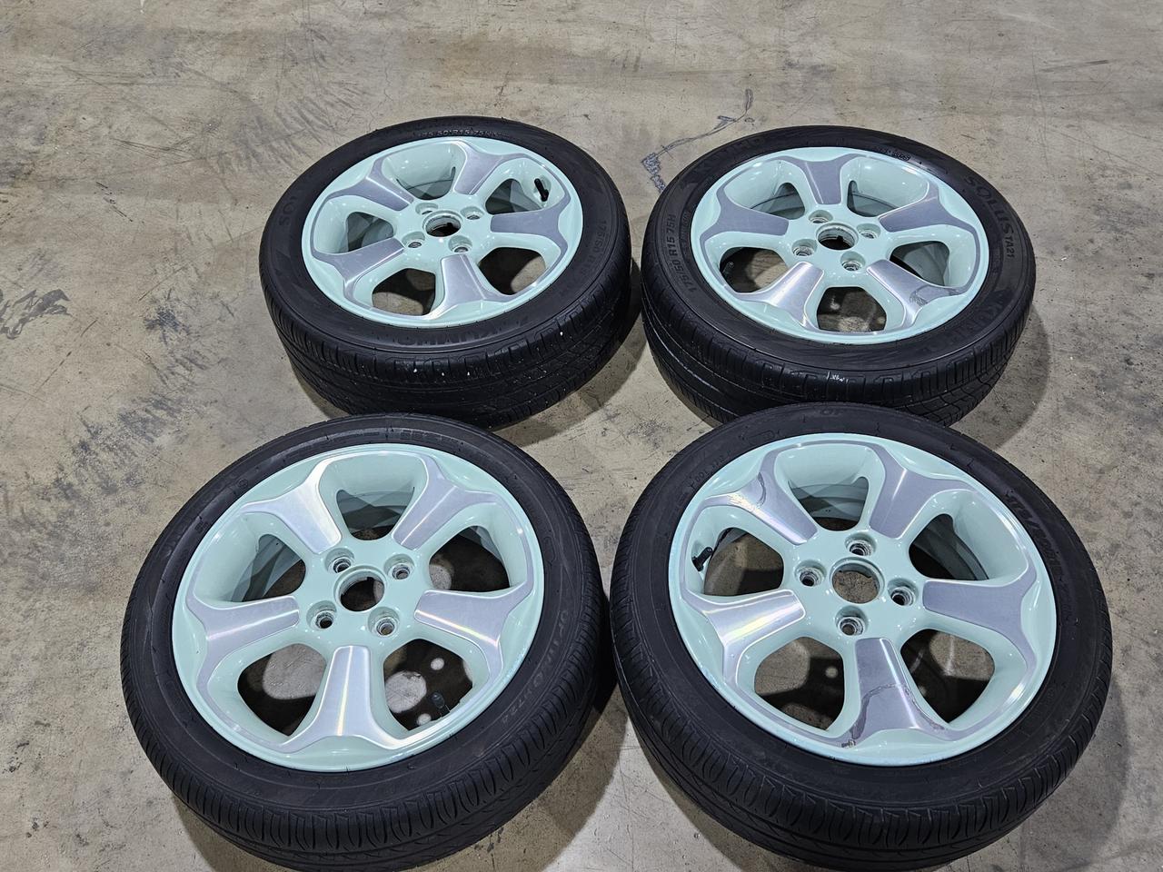 175/50 R15 레이 중고 휠타이어 민트색 팝니다