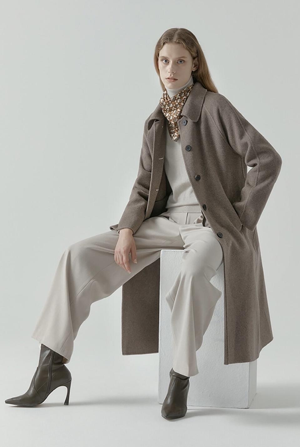 후드 탈부착 핸드메이드 롱코트