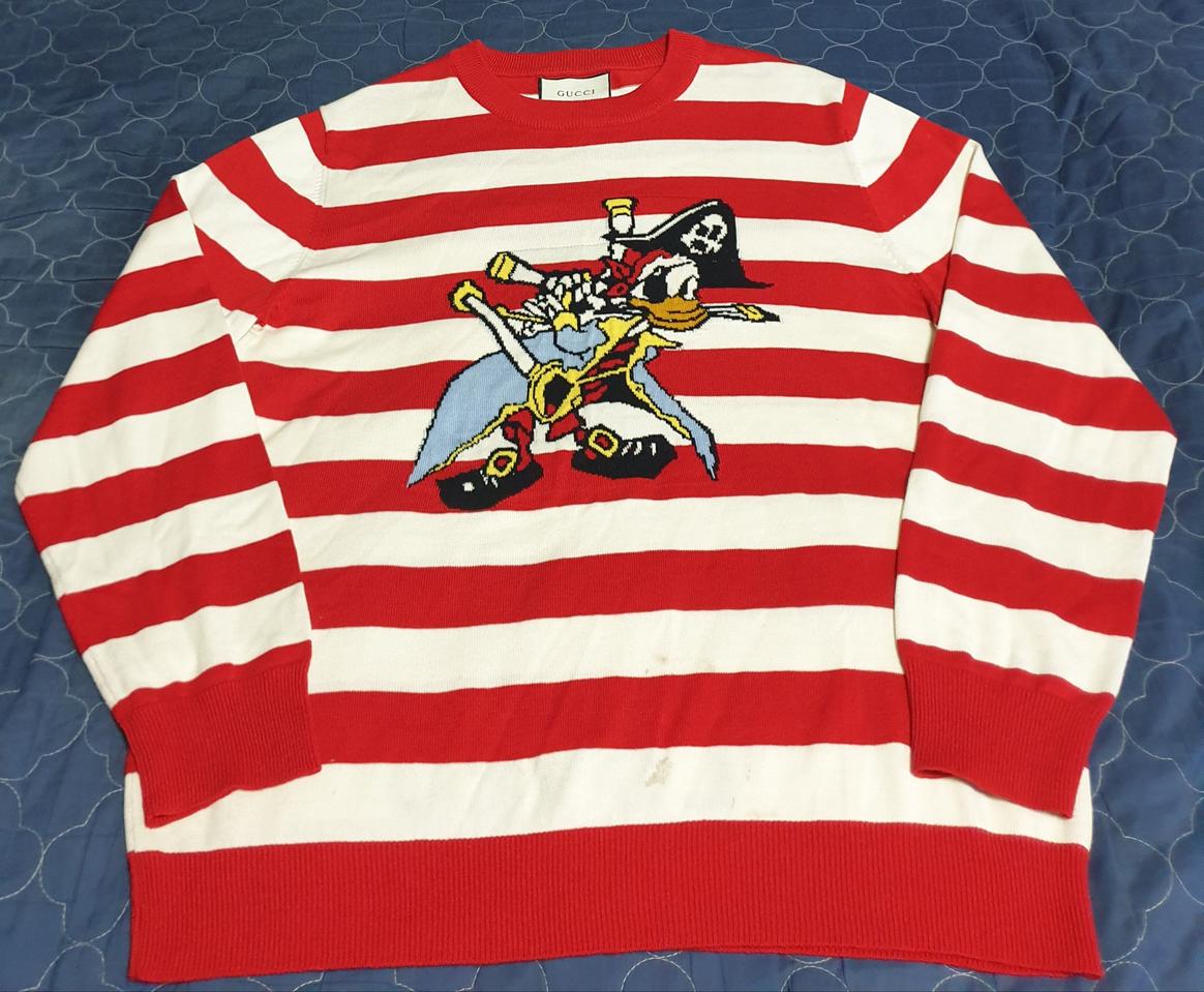 CU찌 LOVED컬렉션 스트라이프 해적 덕 니트 롱슬리브 레드 (XXL)