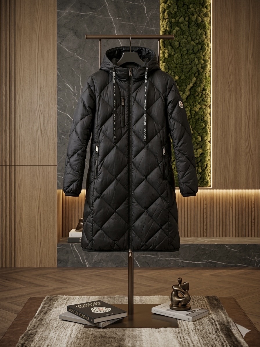 몽클레어 여성 경량 롱패딩 블랙