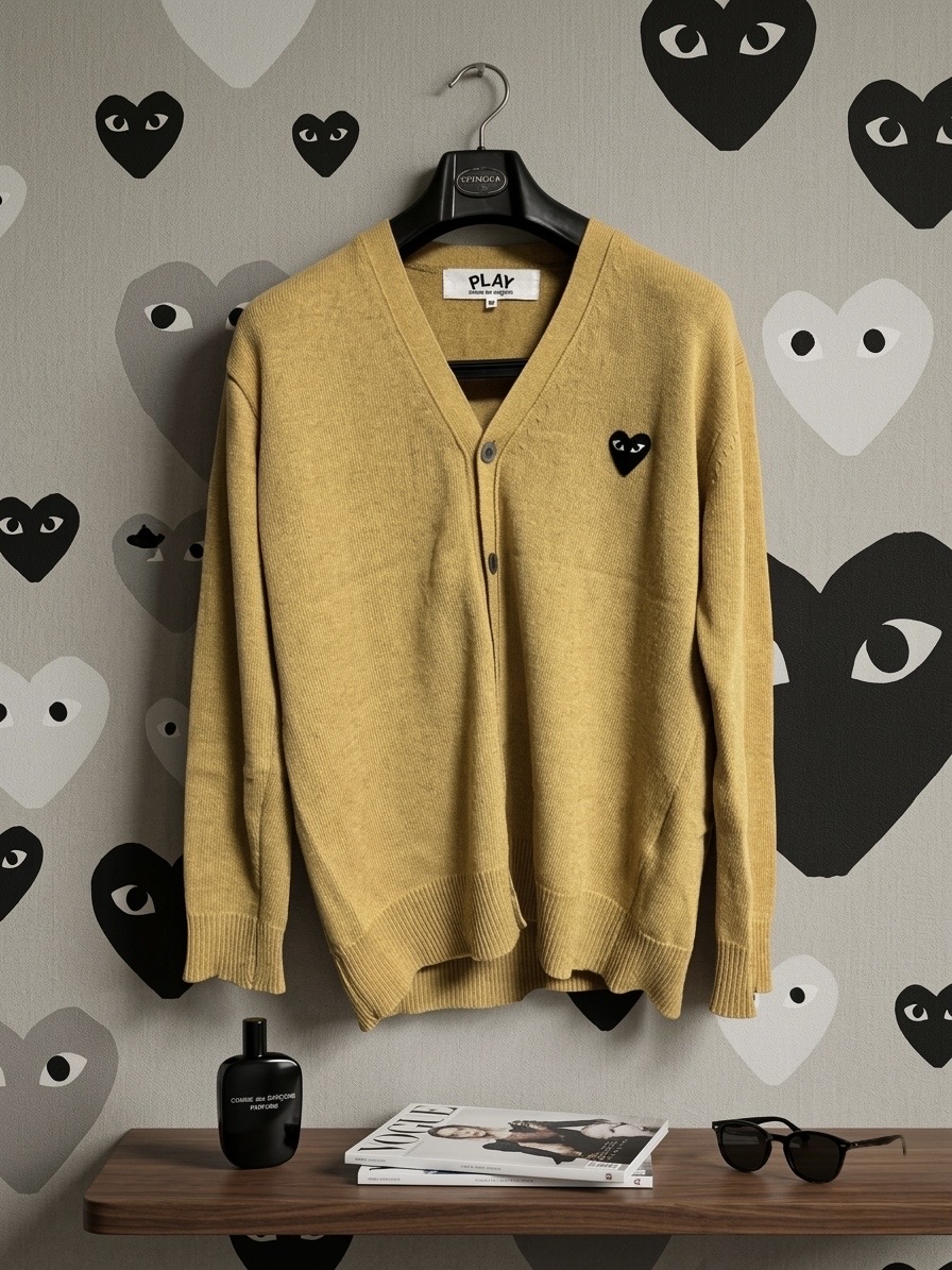 꼼데가르송 PLAY 블랙와펜 가디건 M