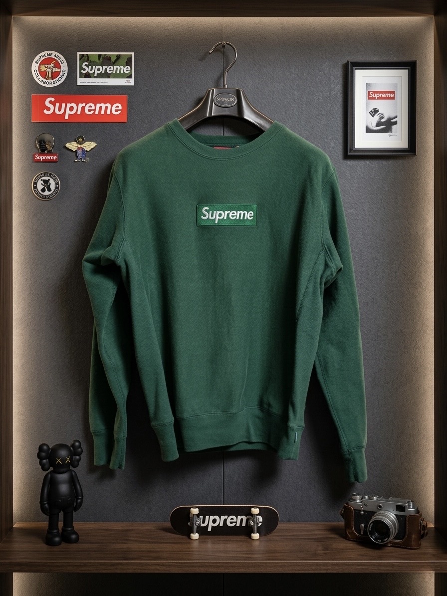 슈프림 박스 로고 맨투맨 그린 S