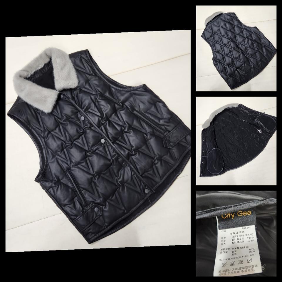 정품 씨티지 여성 덕다운 인조 가죽 패딩 베스트 조끼 77