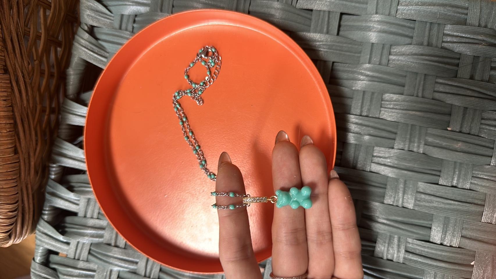 하리보 청록 비즈 목걸이