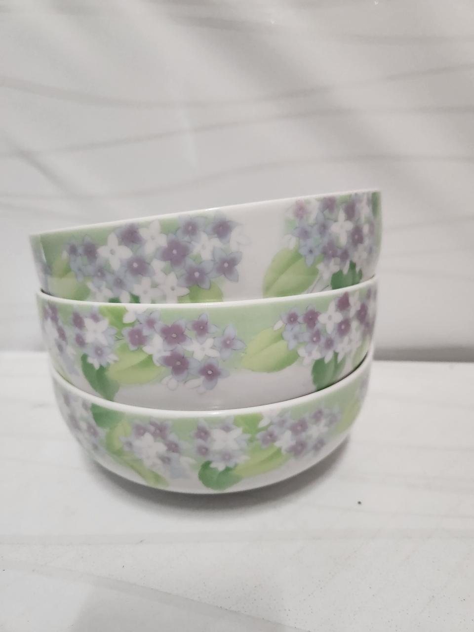 레트로그릇 옛날그릇 수국  대접 면기 3장