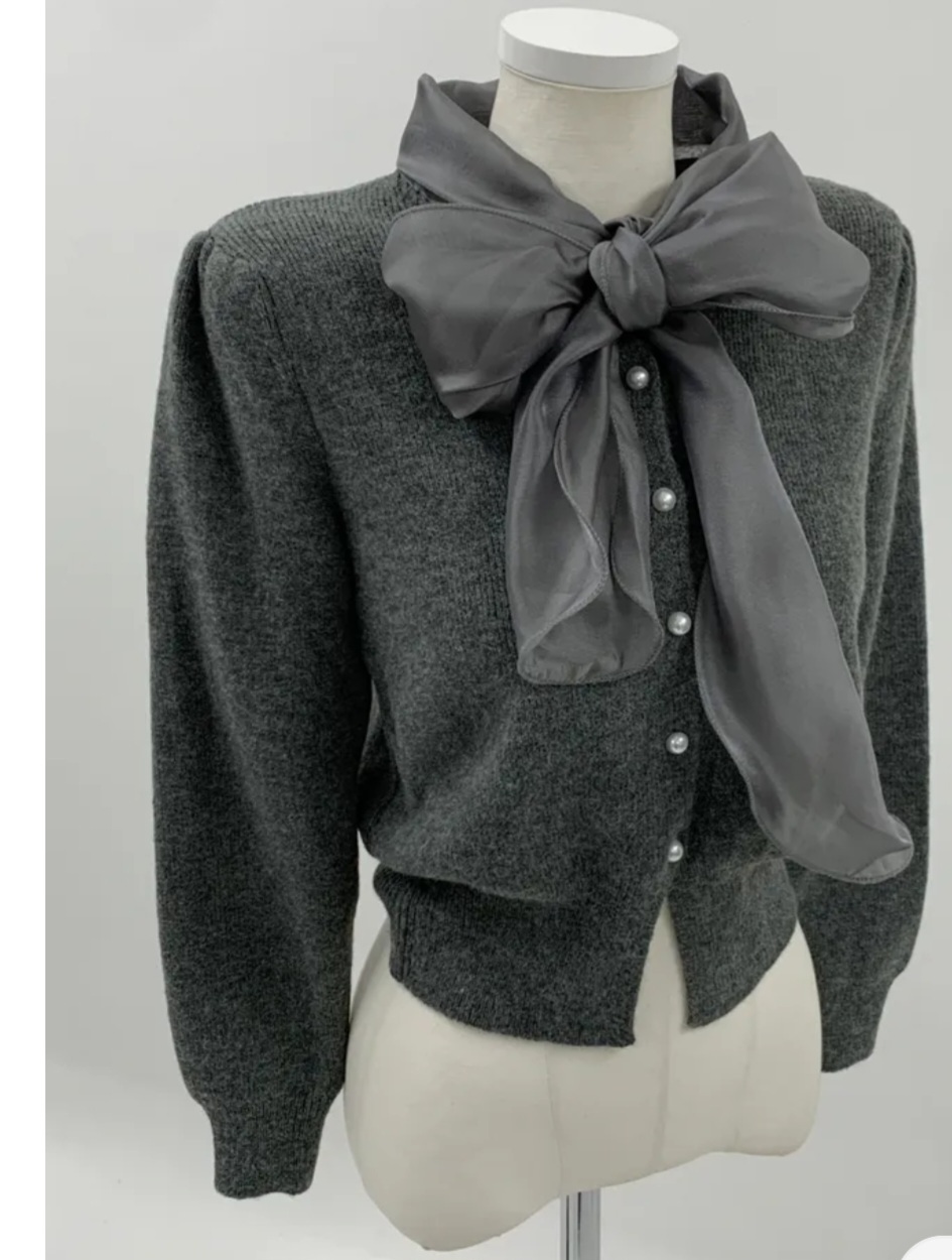 실크왕리본 가디건