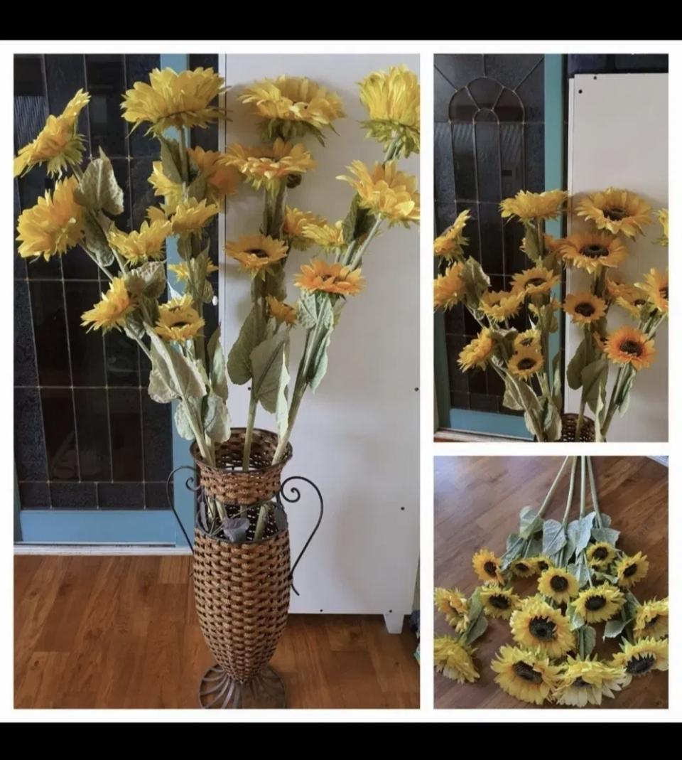 대형해바라기꽃+고급라탄철재큰바구니인테리어로좋음합저렴하게5만원