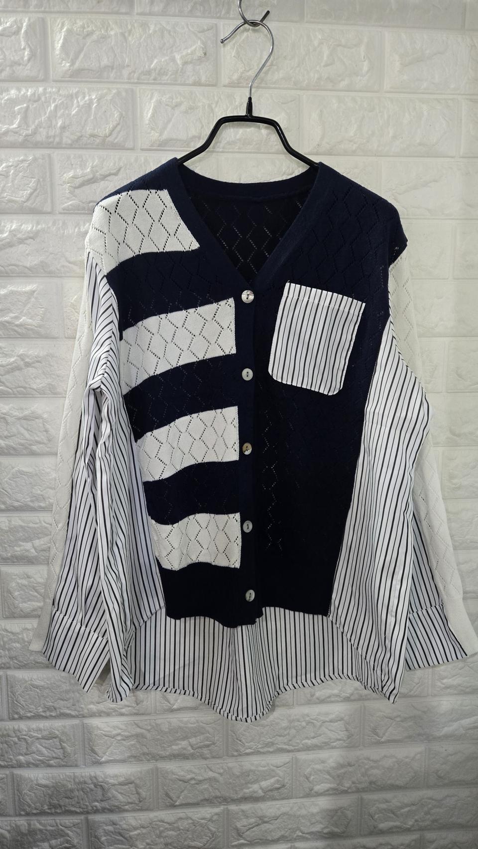 배색 패턴 셔츠