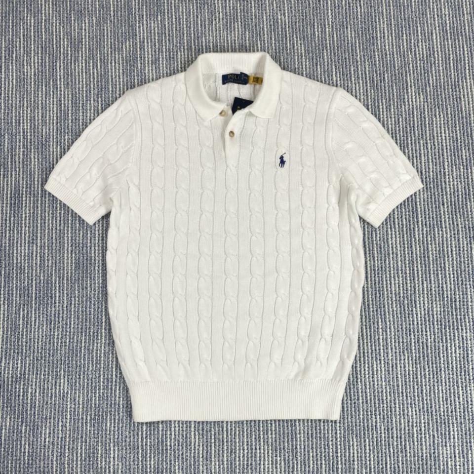 XXL / 폴로 랄프로렌 케이블 PK 2버튼 반팔니트 화이트(블루포니)