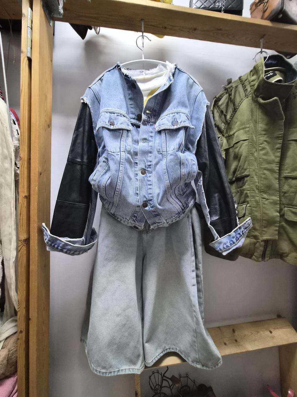 리바이스 가죽트리밍 데님 자켓