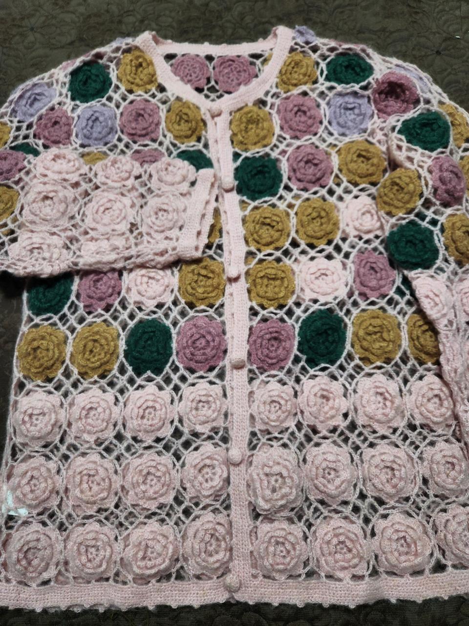 미착용 손뜨개 모헤어 플라워 가디건77