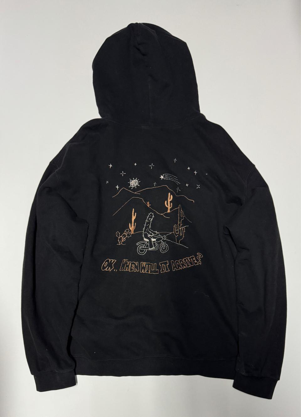 꼼파뇨 뒷 프린팅 빅 사이즈 후드집업 XL ~ 2XL 블랙