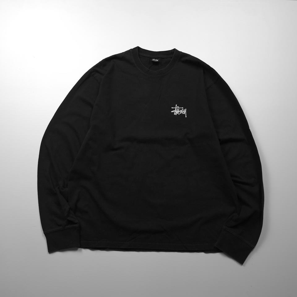 스투시 베이직 빅로고 블랙 박시핏 롱슬리브 (L)