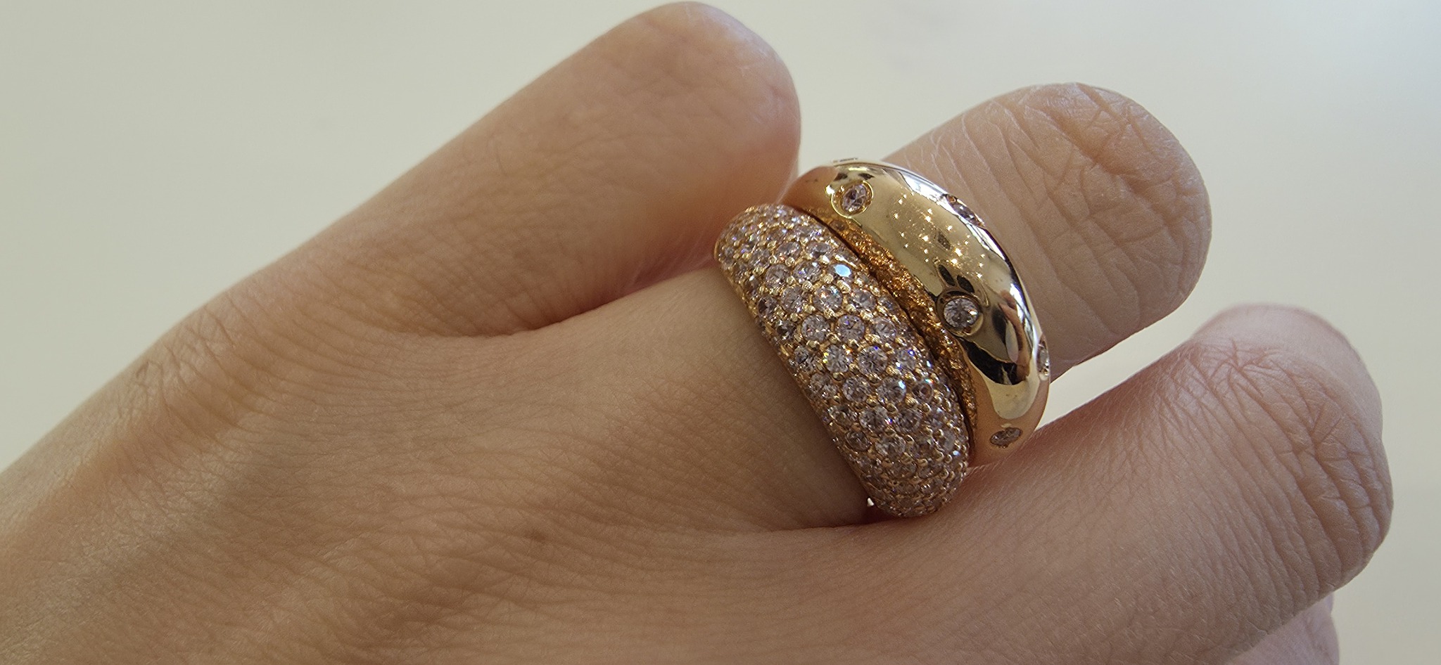 18k핑크골드_핑크큐빅 쌍가락지