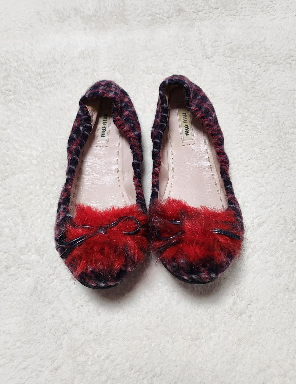 미우미우 트위트 퍼장식 플랫슈즈37.5/245