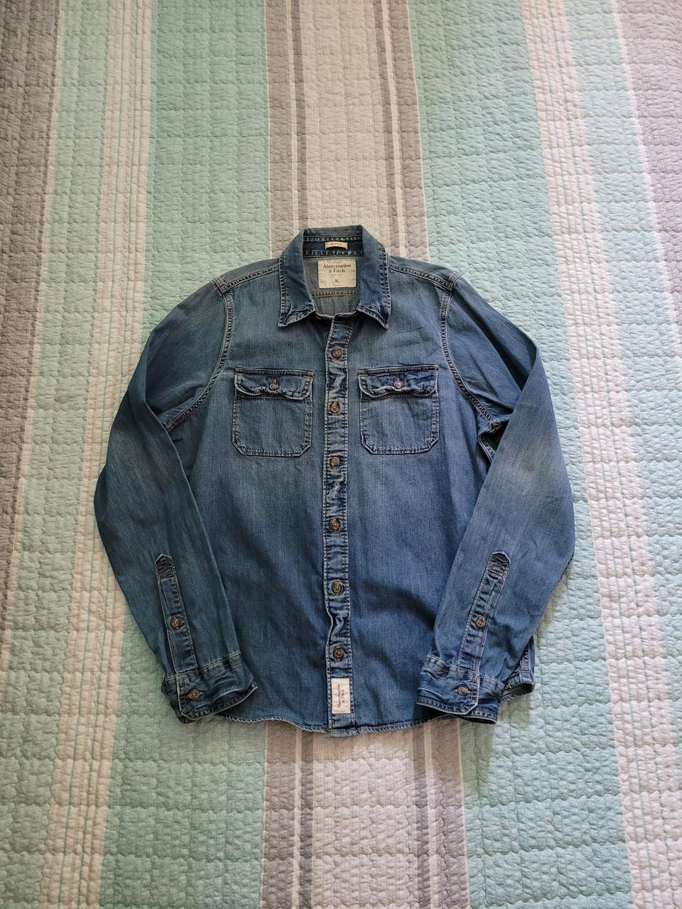 아베크롬비 Abercrombie 워크웨어 간절기 투포켓 데님셔츠남방 L