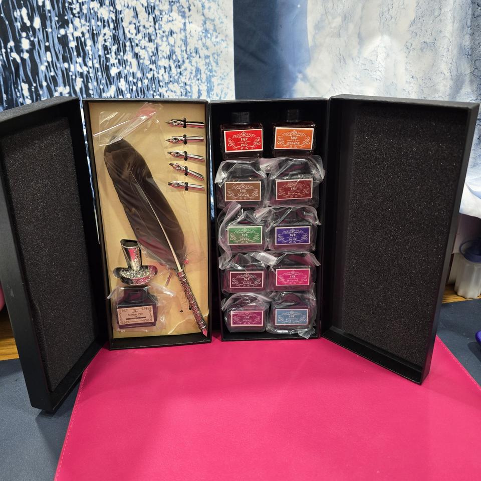 빈티지 감성 깃펜 만년필 + 10색 잉크 풀세트(새상품)