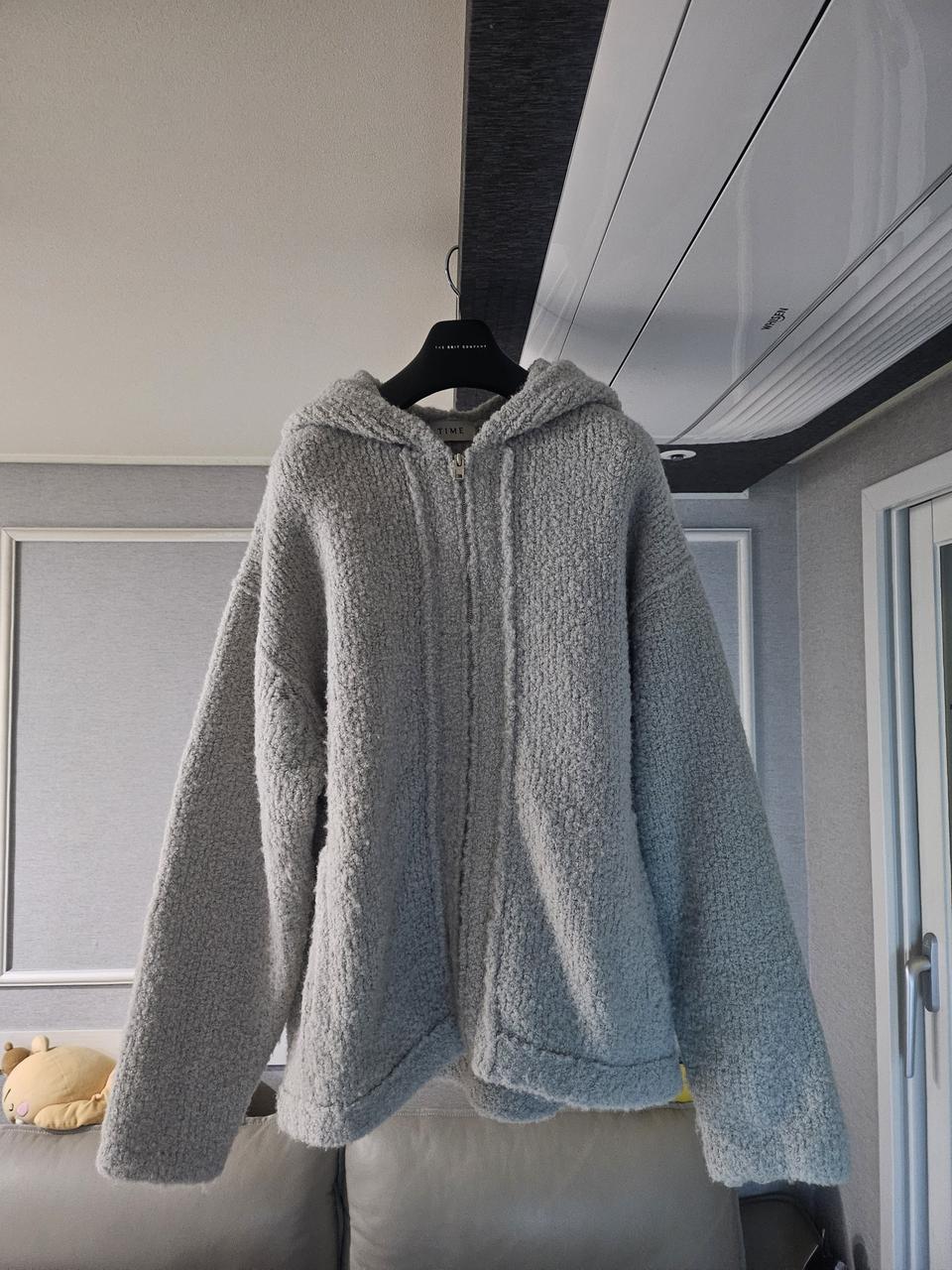 [거의 새것] 타임옴므 부클 알파카 니트 후드 스웨터 집업 자켓 점퍼