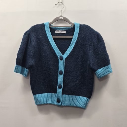 1680 에잇세컨즈 반팔 니트 가디건 M / 여성 니트 / 배색 가디건