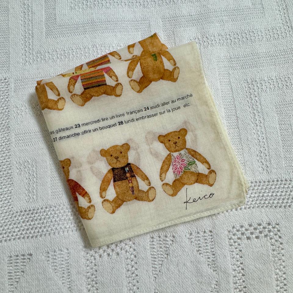 일본 빈티지 테디베어 프렌치 감성 손수건