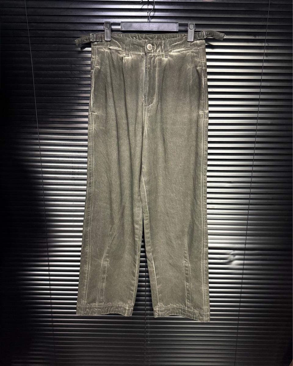 폴리테루 카키 워시드 더티 워싱 와이드 벌룬 워크 팬츠 29 30 고시마