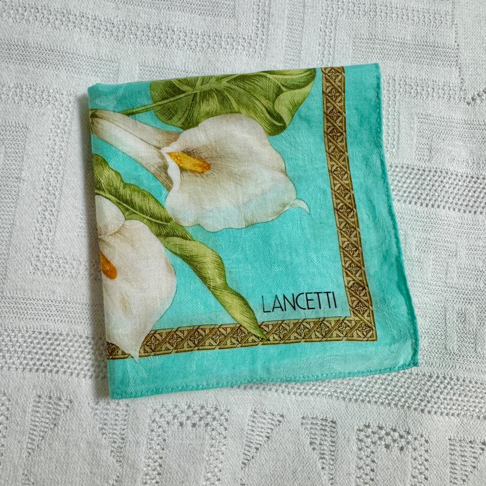 일본 빈티지 이탈리아 LANCETTI 플라워 스카프