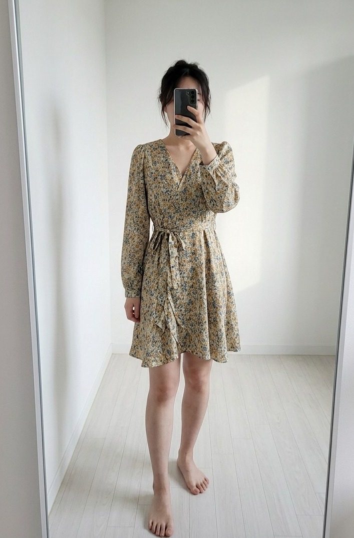 (새옷)여성패션 꽃무늬원피스 미니원피스 44(xs)~66(m)