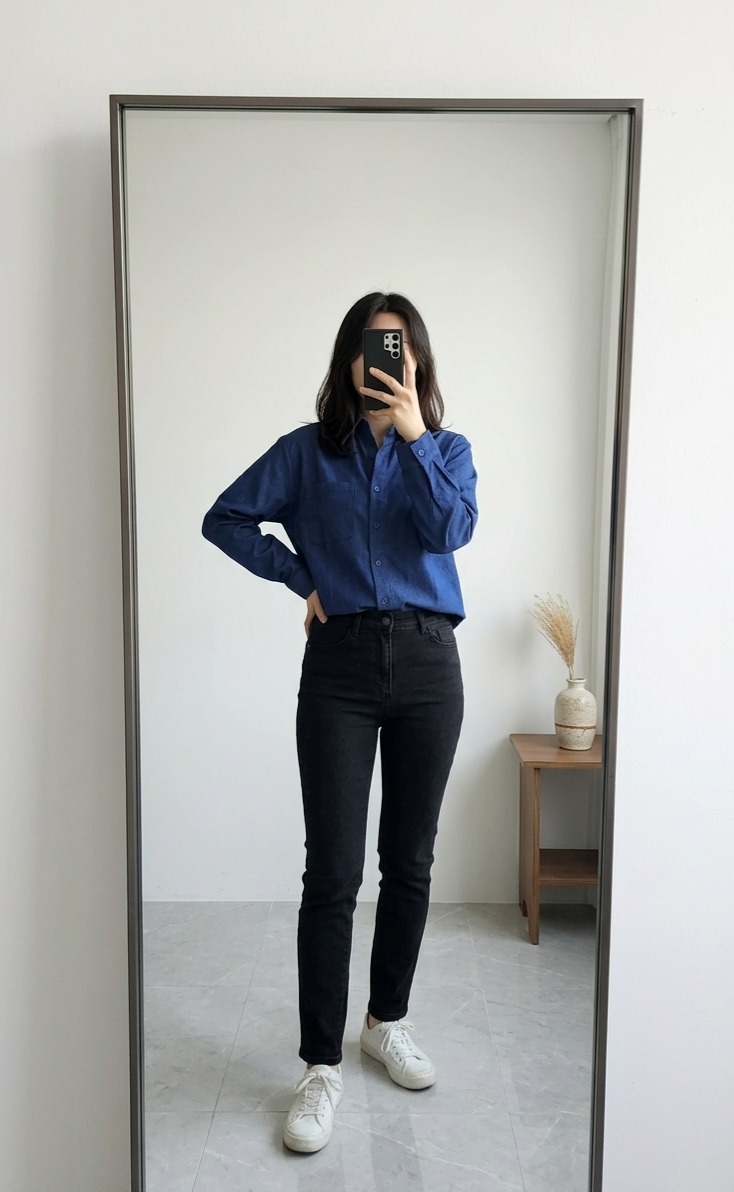 (새옷) 여성셔츠 데님셔츠 청남밤 캐주얼룩 모던룩 66~77