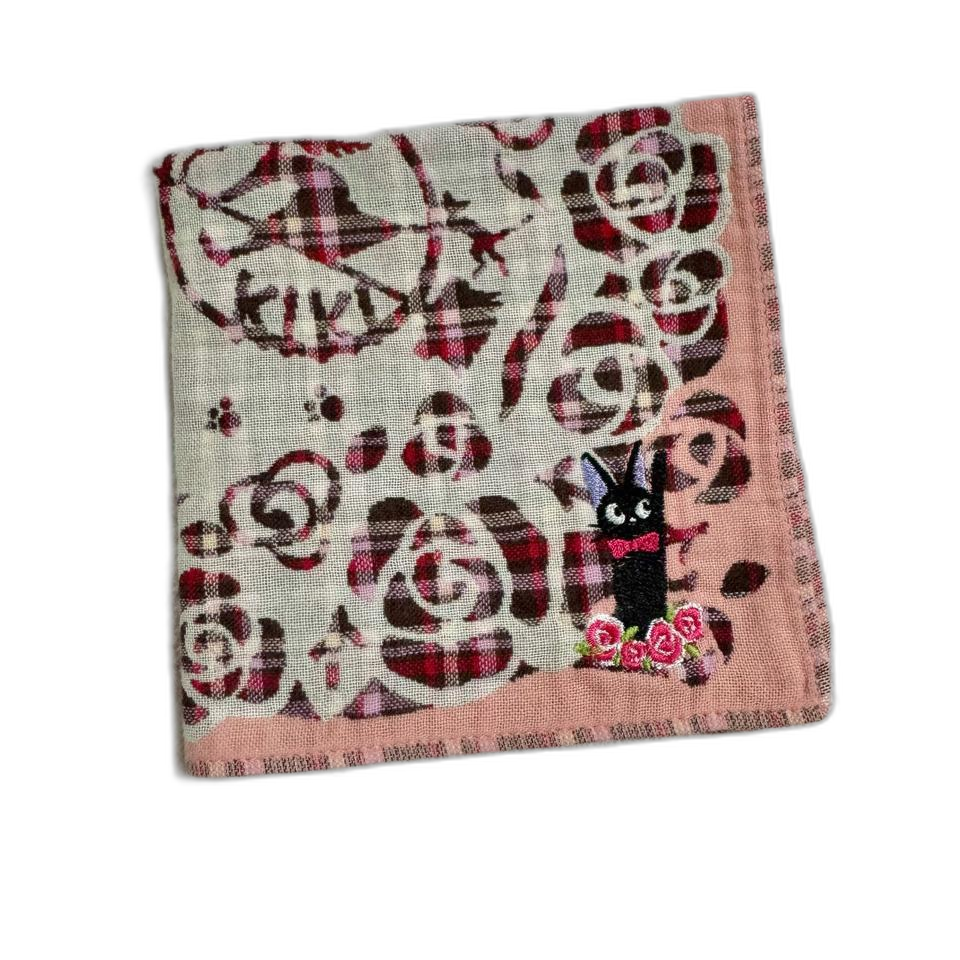 지브리 일본애니메이션 마녀배달부 키키 고양이 지지 자수 핸드타올 손수건