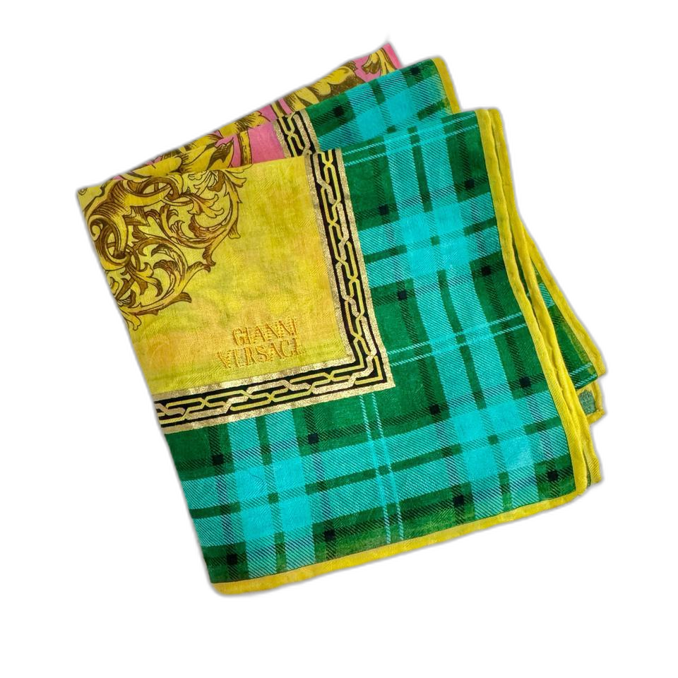 GIANNI VERSACE 지아니 베르사체 체크 패턴 손수건