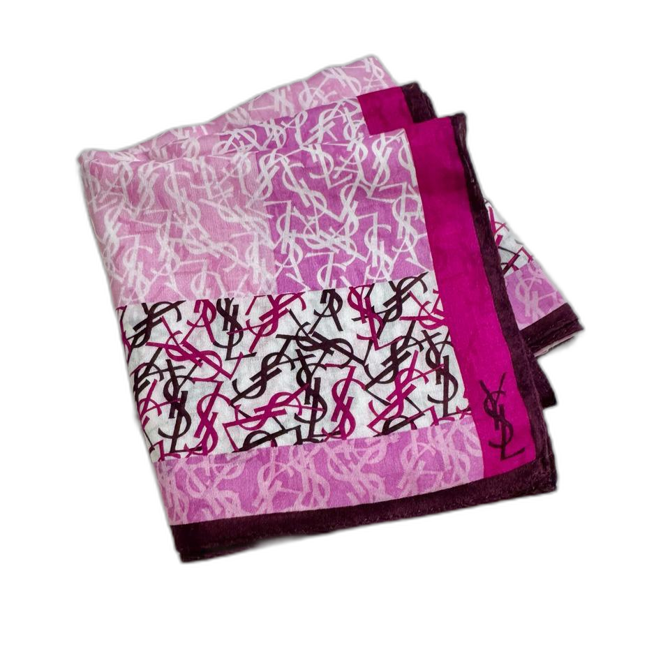 입생로랑 YSL 핑크 패턴 손수건 스카프