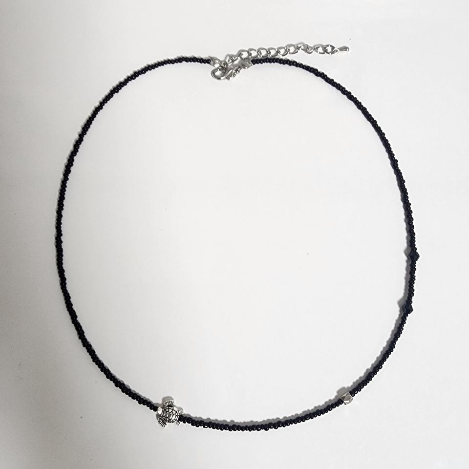 남자 심플 실버 거북 목걸이