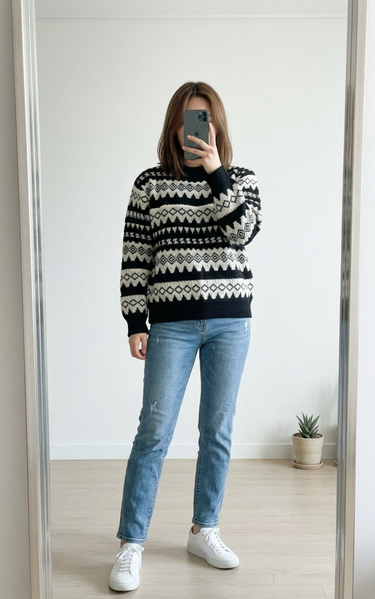 (새옷)노르딕 패턴 니트 3벌 일괄판매 S~M 사이즈