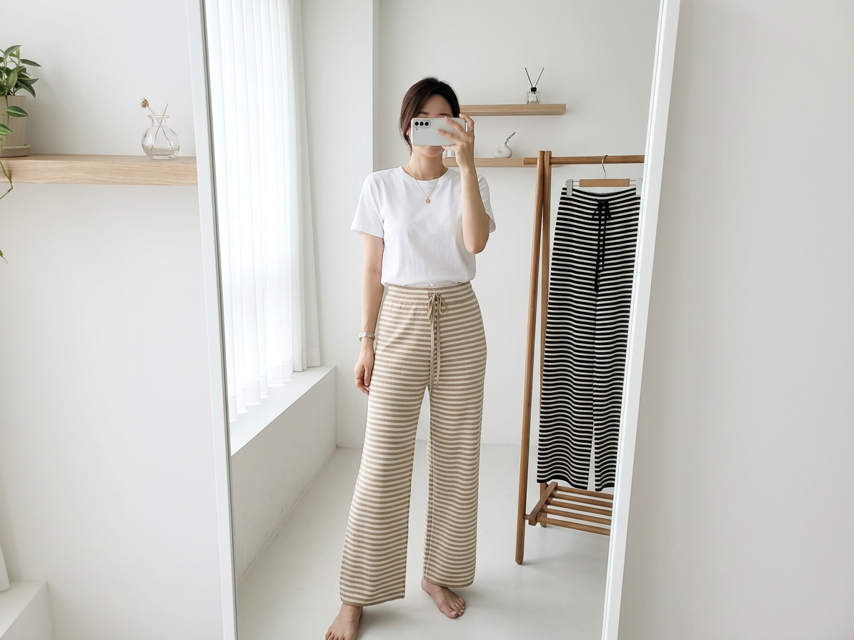 [새옷]스트라이프 니트팬츠 편한바지 밴딩바지 S~L 3벌 2만원