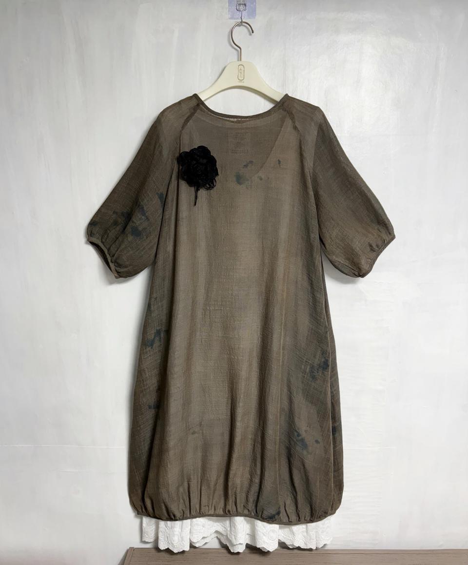 (맞춤옷) 천연염색 인견 롱 원피스