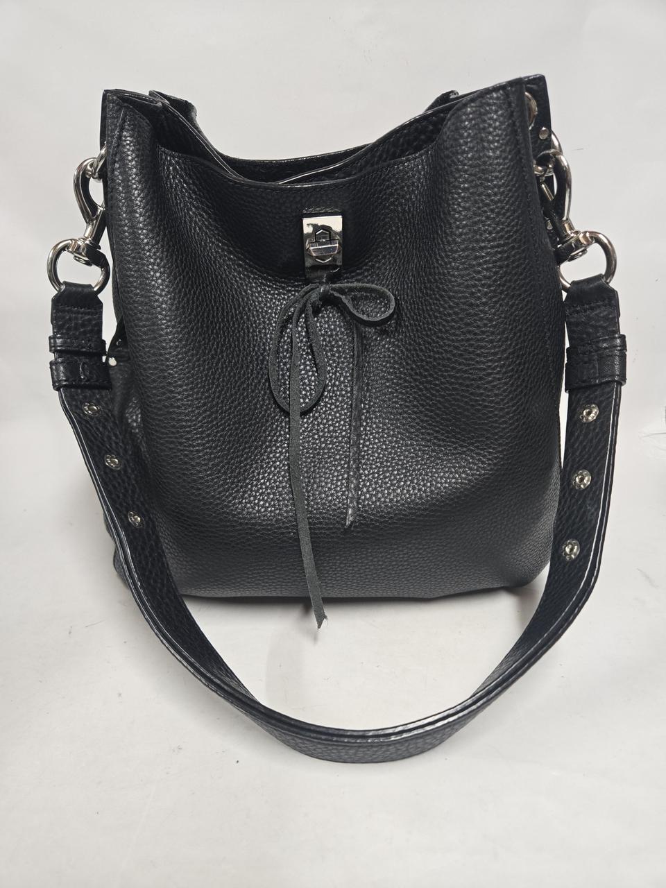 레베카밍코프 블랙 가죽 버킷백