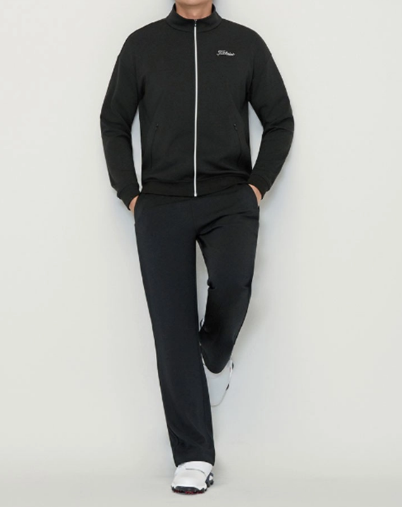 타이틀리스트 플레이 하이넥 저지 풀집업 자켓 & 베이직 밴딩 팬츠 셋