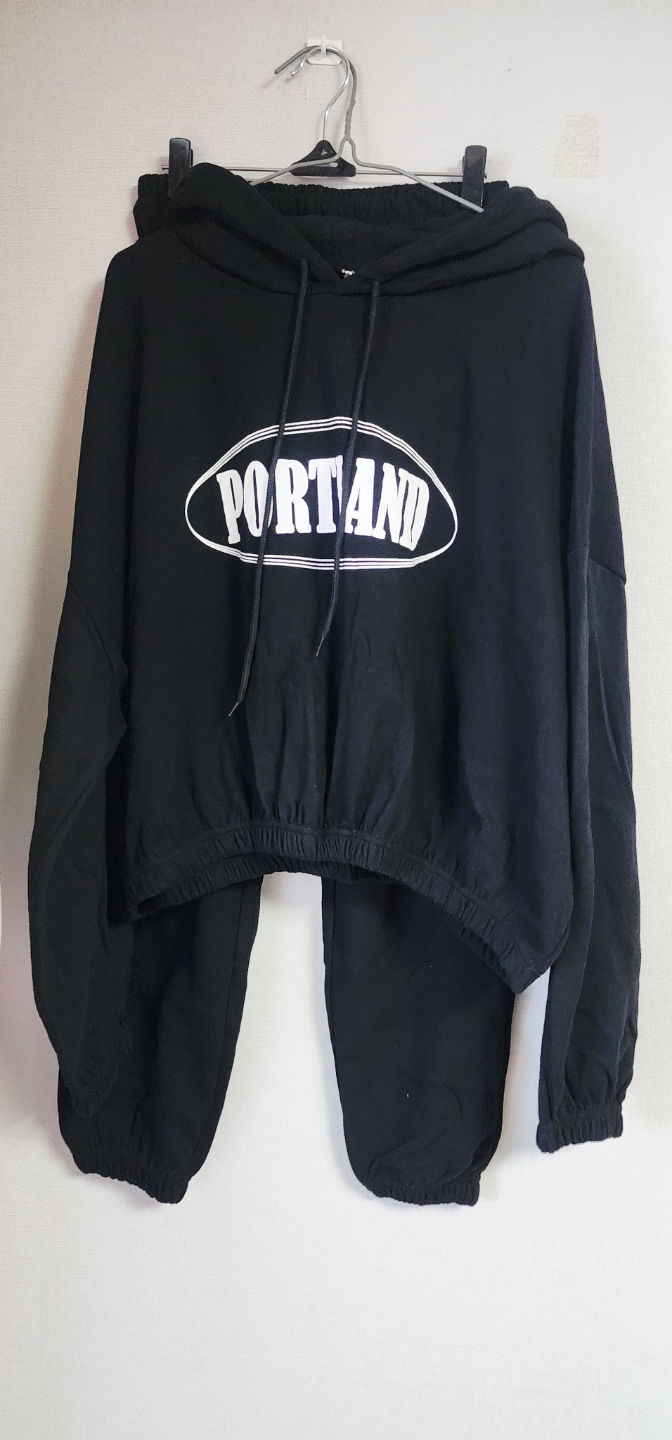 포틀랜드 레터링 후드티 조거팬츠 세트