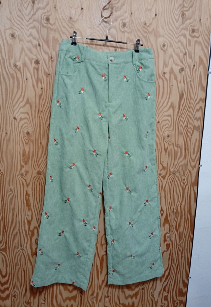 사이다CIDER 플로랄 자수 코듀로이 와이드 팬츠